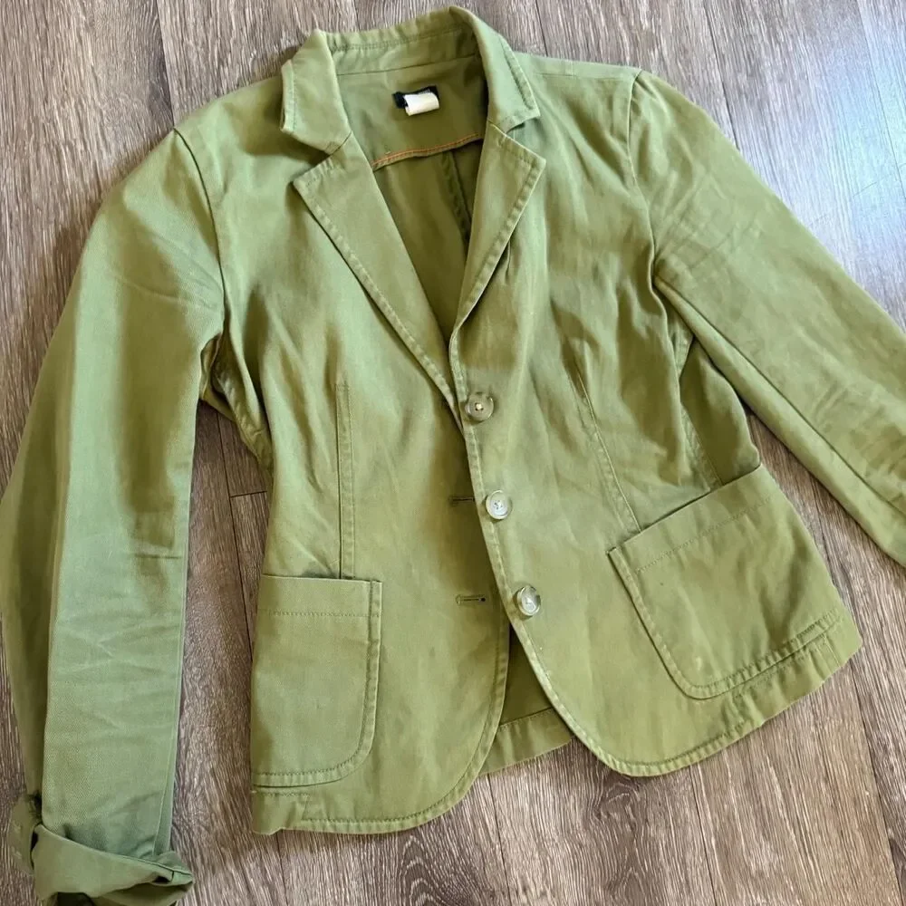 Jcrew Women's Green and Khaki Shirt